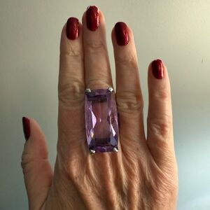Amethyst Statement Ring, costume jewelry, silver